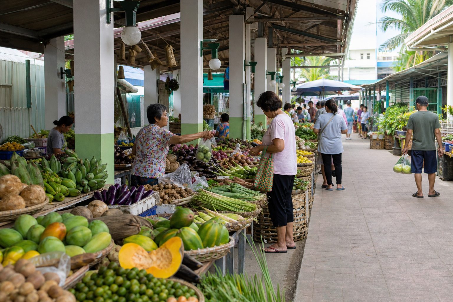 Marché local de fruits et légumes aux Philippines