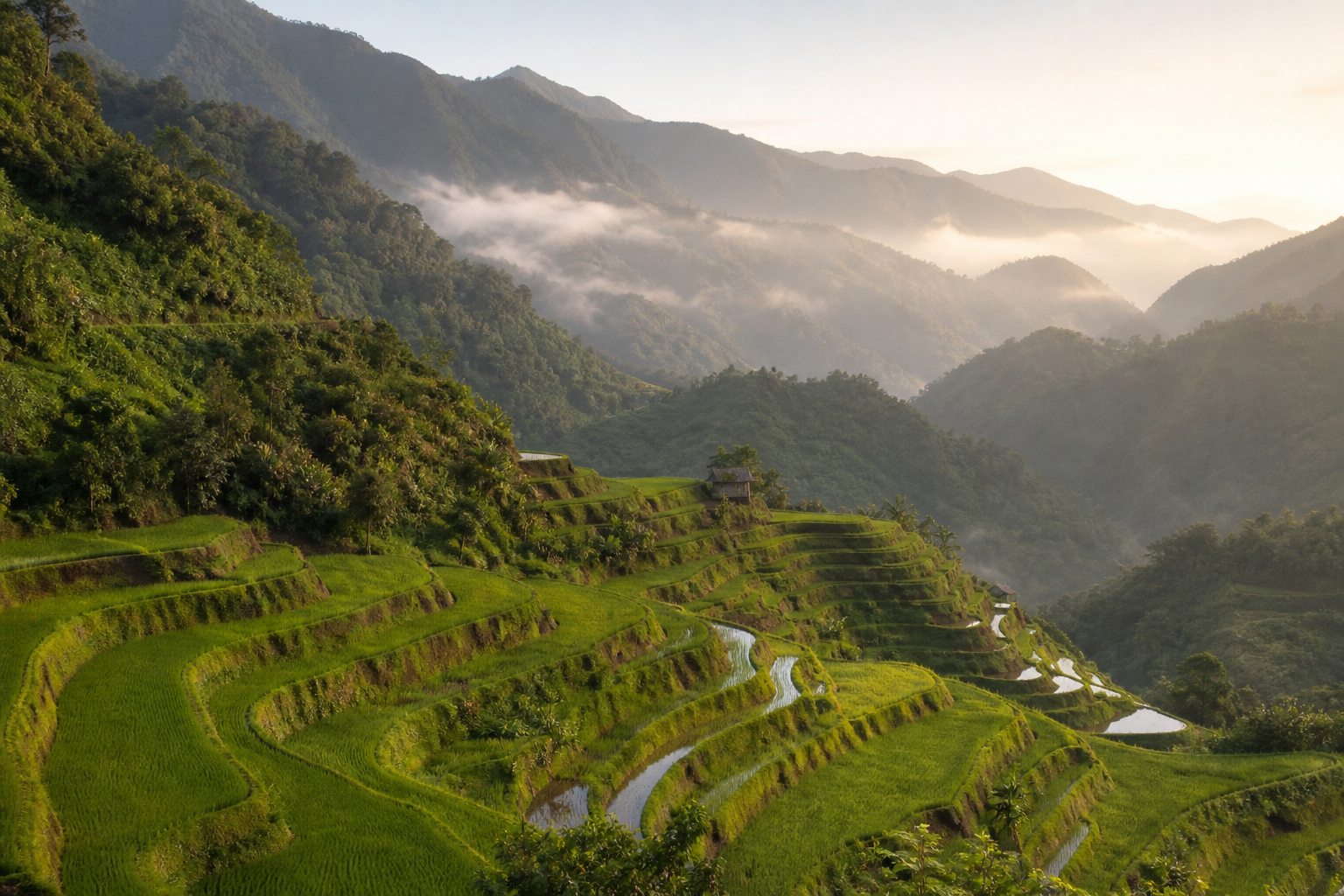Rizières en terrasses dans les montagnes de Luzon aux Philippines