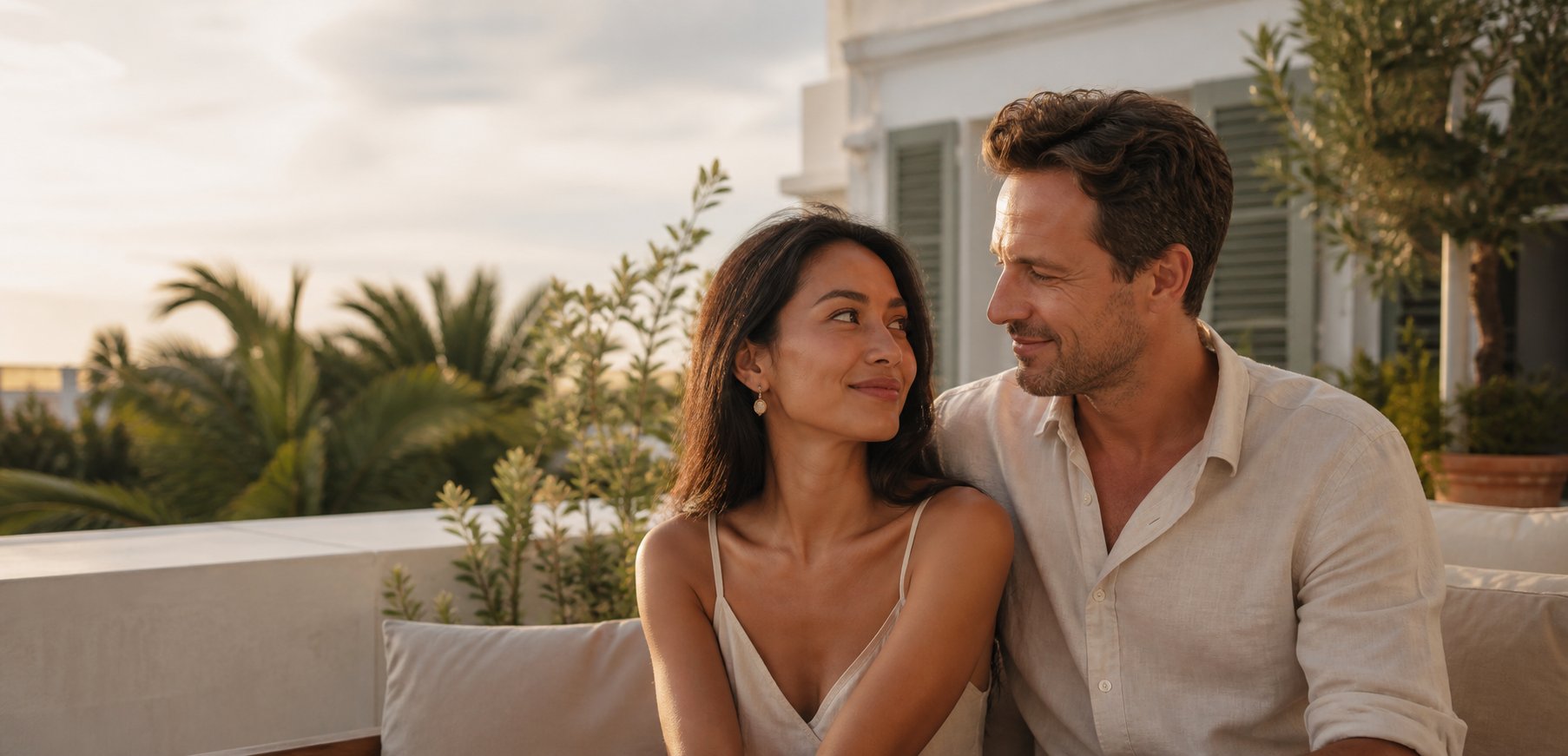 Couple adulte partageant un moment complice